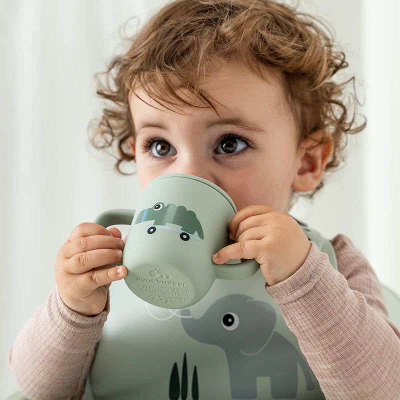 Siliconen drinkbeker met 2 handvatten - Tuitbeker - Croco - Green - Done by Deer