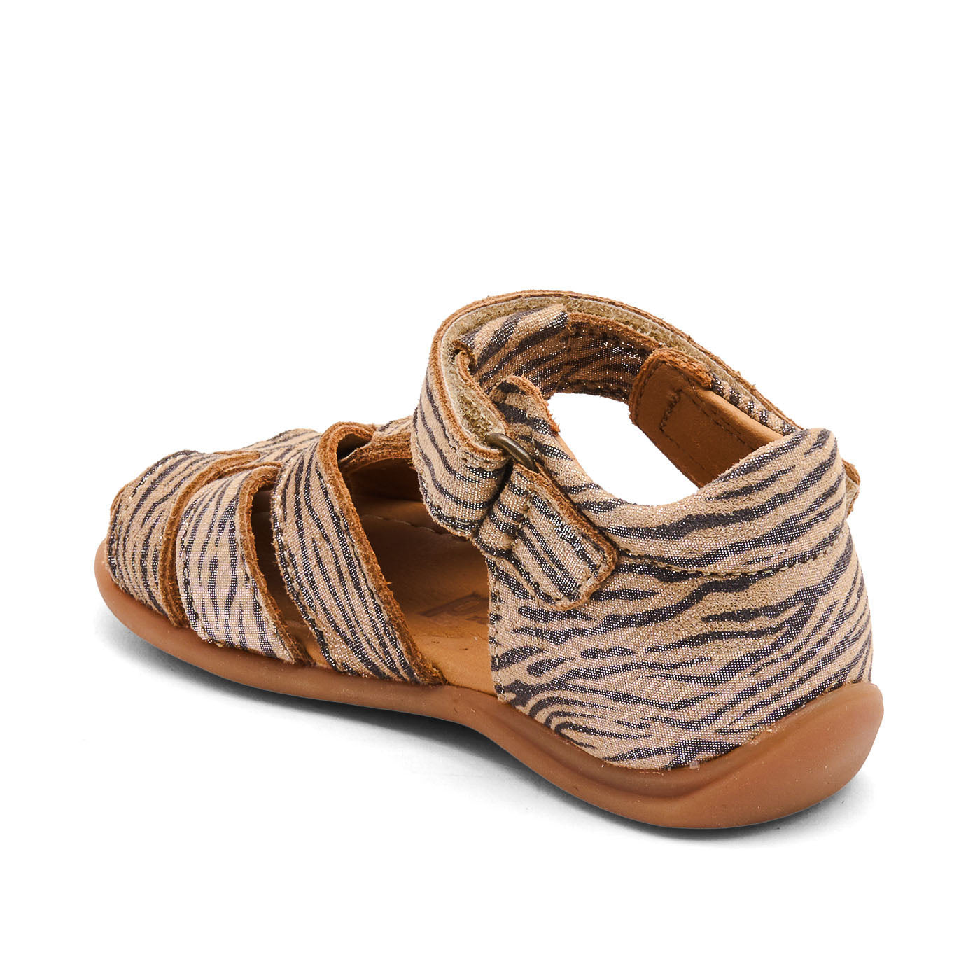 Leather sandal - Closed toe - Glitter zebra print - Bisgaard