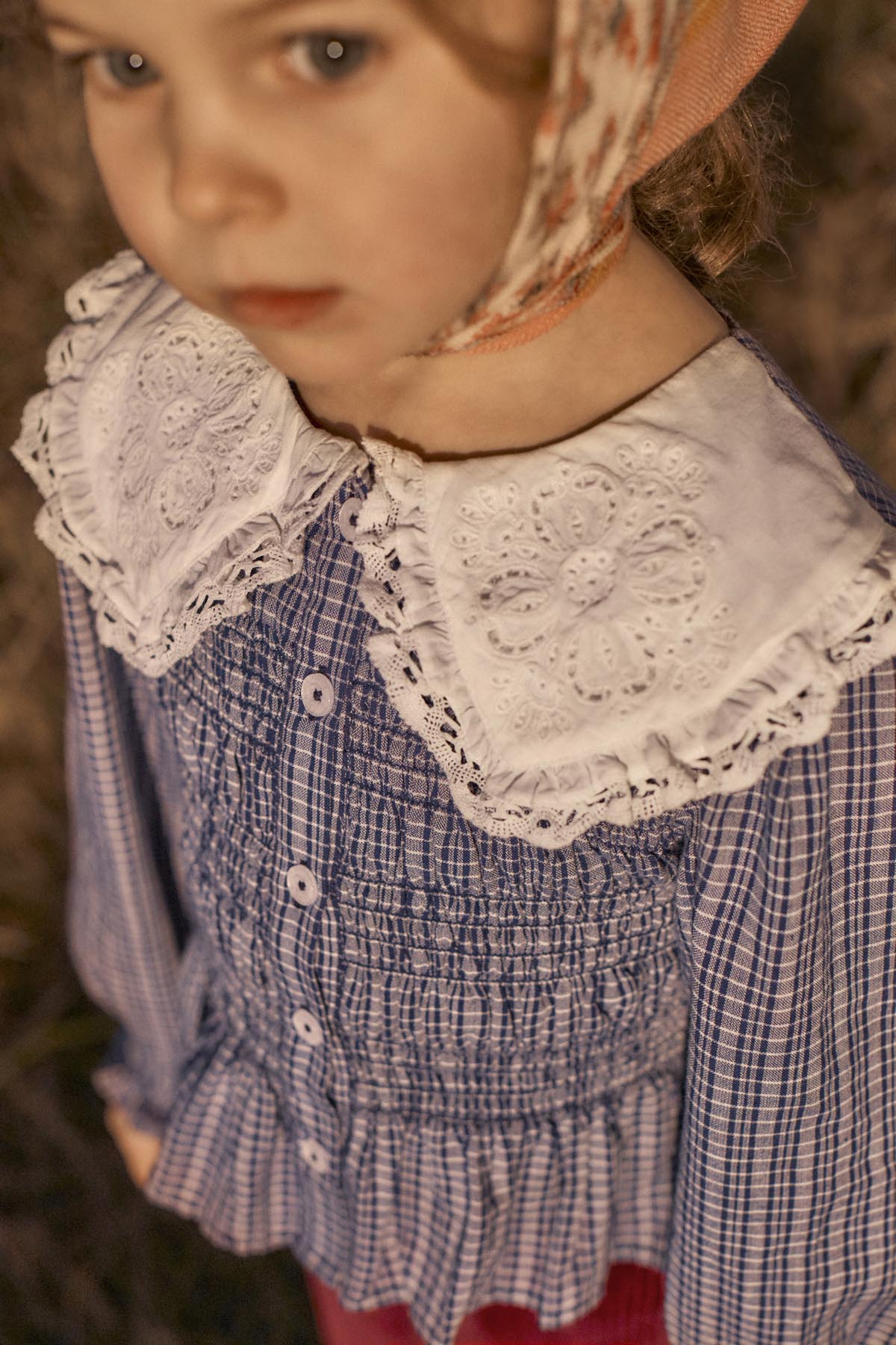 Meisjesblouse Enola - Biologisch katoen - Indigo Cozy Checks - Louise Misha