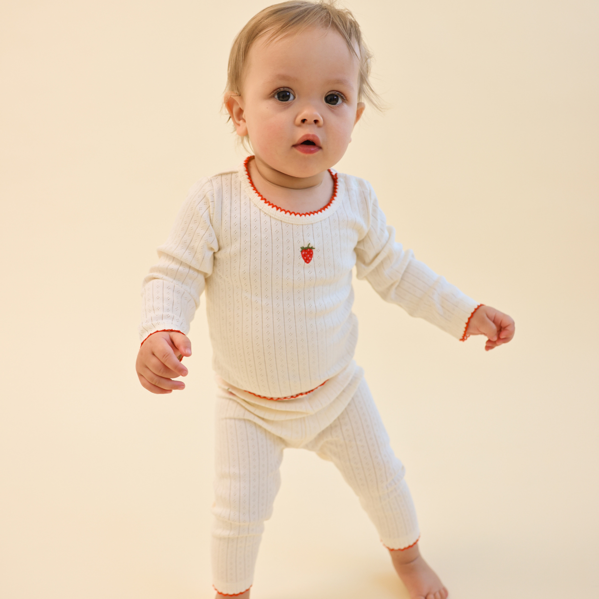 Pointelle romper Flora – Gentle Cream – Katoen – Flöss