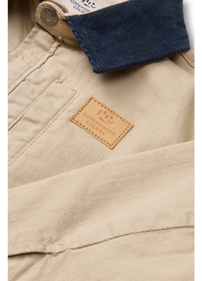 Twill jacket with corduroy collar - 100% cotton - Beige - Copenhagen Colors