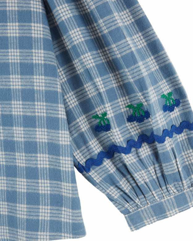 Blouse met kraag en strikdetail – Carreaux Célestine – Emile et Ida