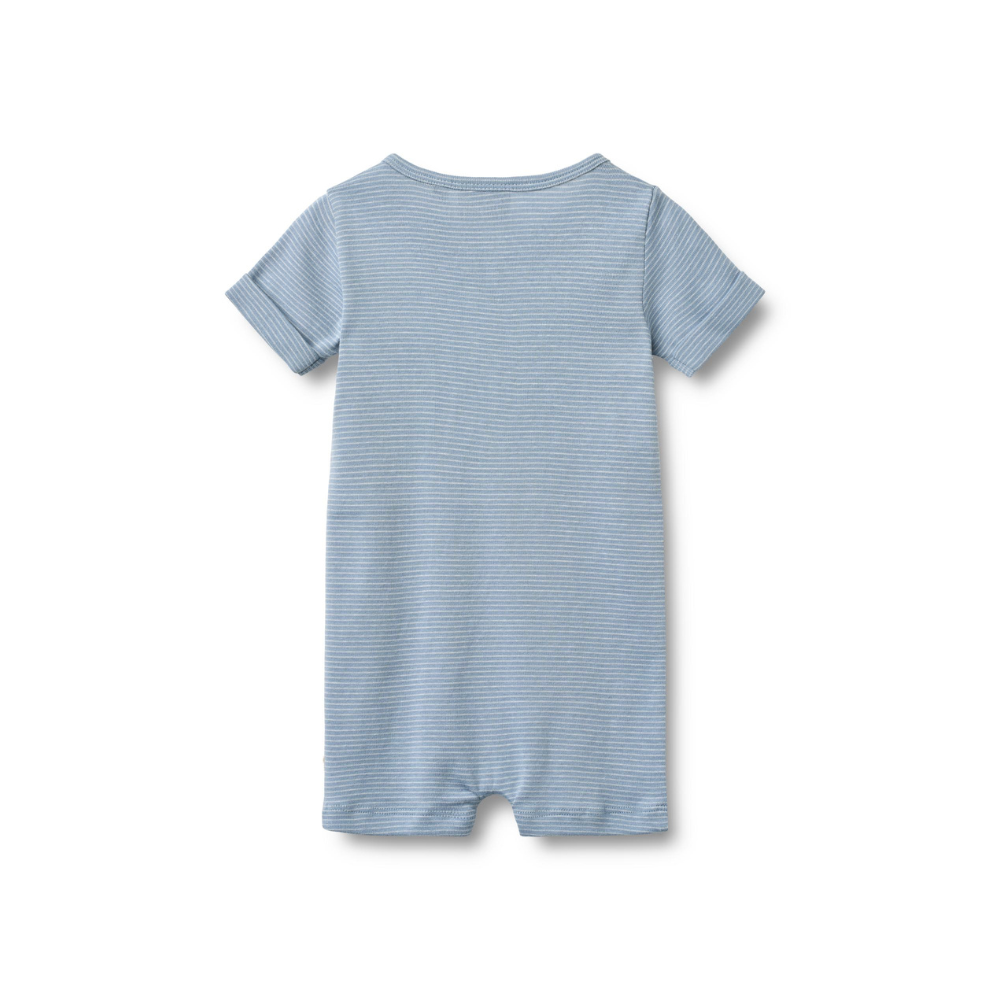 Zomer boxpakje - Jumpsuit S/S Alfred - Biologisch katoen - Faded Blue Stripe/Blauw - Wheat achter