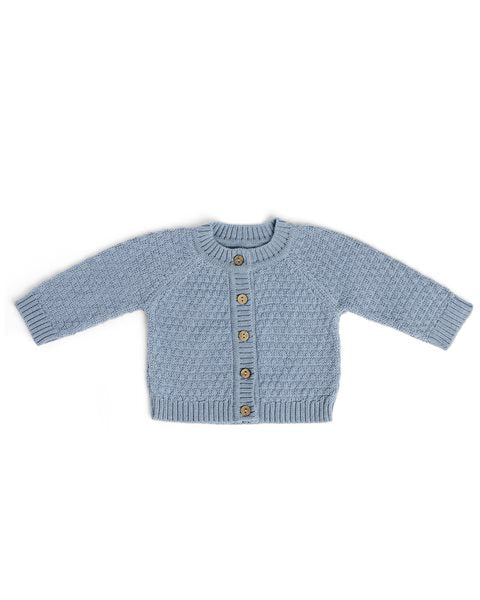 Knitted cardigan - Square knit - Merino wool - Blue - Smallstuff