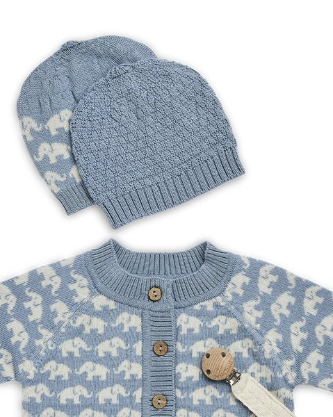Cardigan Elephants - Merino wool - Blue - Smallstuff