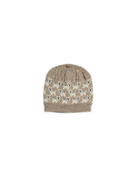 Knitted hat dog print - Nature Melange Dogs - 100% merino wool - SmallStuff