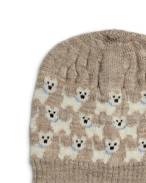 Knitted hat dog print - Nature Melange Dogs - 100% merino wool - SmallStuff