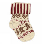 Merry Socks – Katoenen kinderkerstsokken – Kerstpatroon en gestreepte omslagboord – MP Denmark
