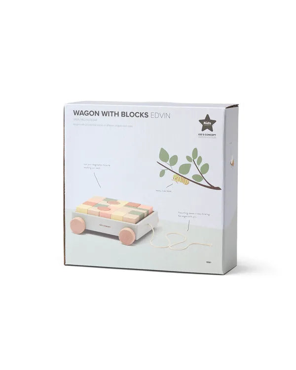 Houten Trekwagen met Blokken - 21 delige set - Kid's Concept - productfoto - afbeelding 5