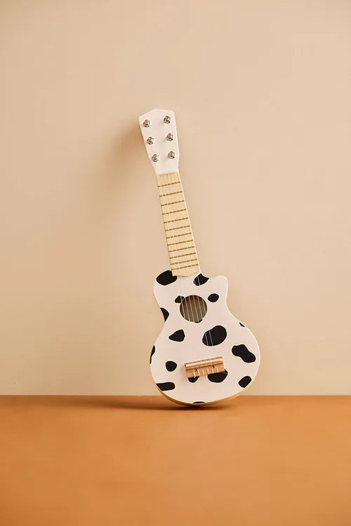 Houten Speelgoed gitaar - Koeienprint - Black White - FSC Gecertificeerd - Kid’s Concept - Kid's Concept - productfoto