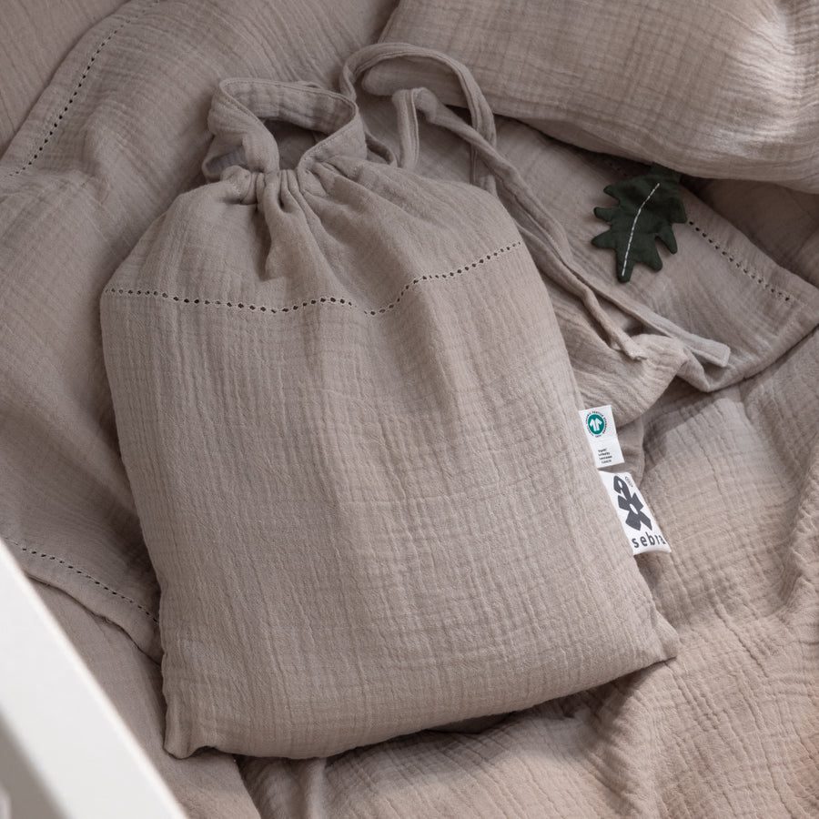 Mousseline beddengoed baby - Dekbedovertrek - 100x70 & 40x45 - Seabreeze beige - HUSKS - productfoto - afbeelding 6