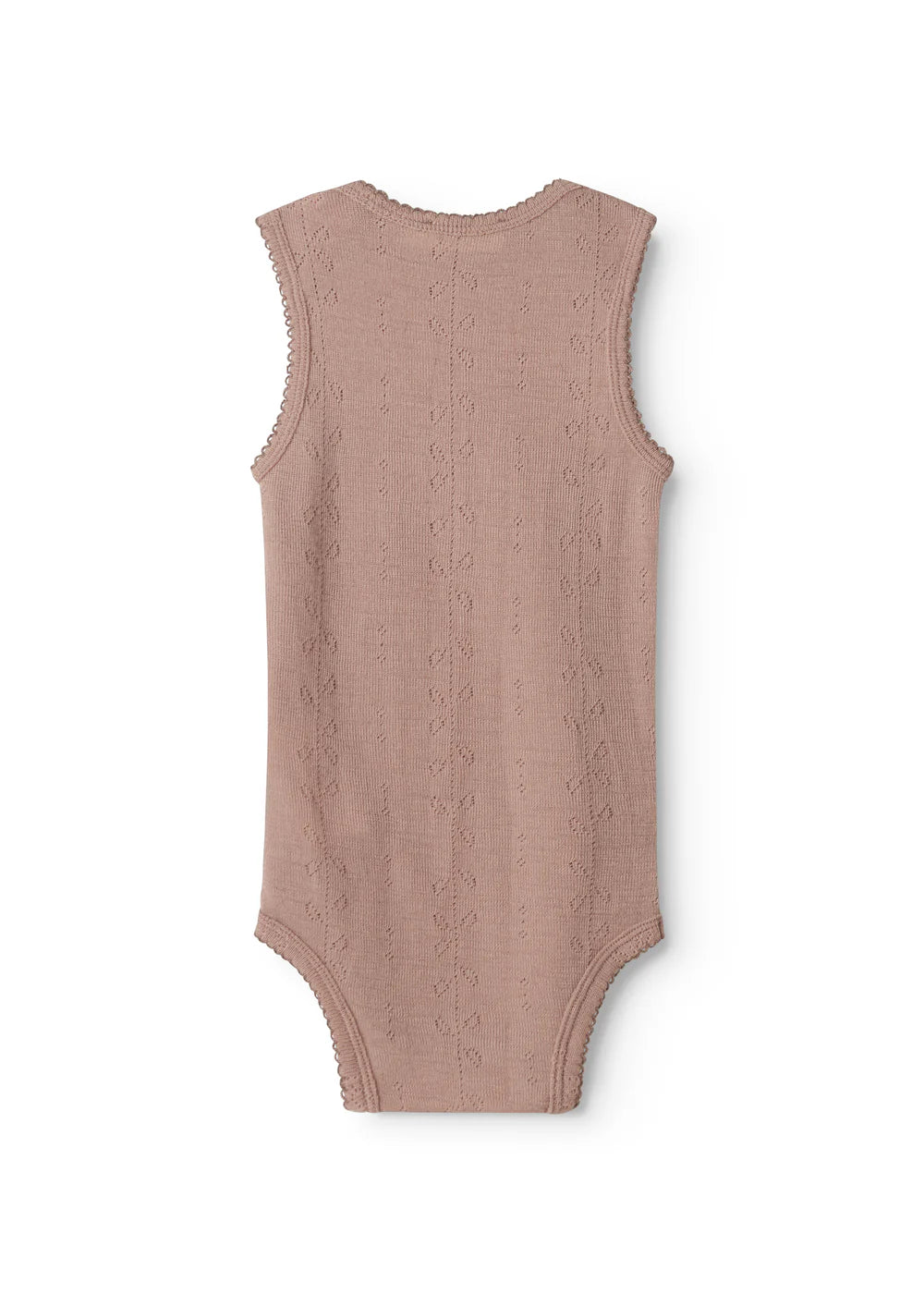 Mouwloze merinowollen romper - Bini Wool Pointelle - Burnt Rose - MarMar Copenhagen - voorkant - afbeelding 4