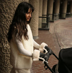 Stroller Mittens made of Merino Sheepskin - Noir + Milk - BINIBAMBA