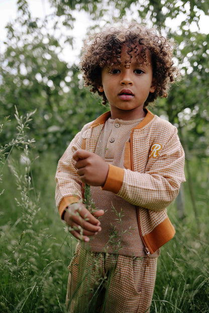Jacket Noel - Linen/Cotton - Brown Square/brown - Riffle Amsterdam