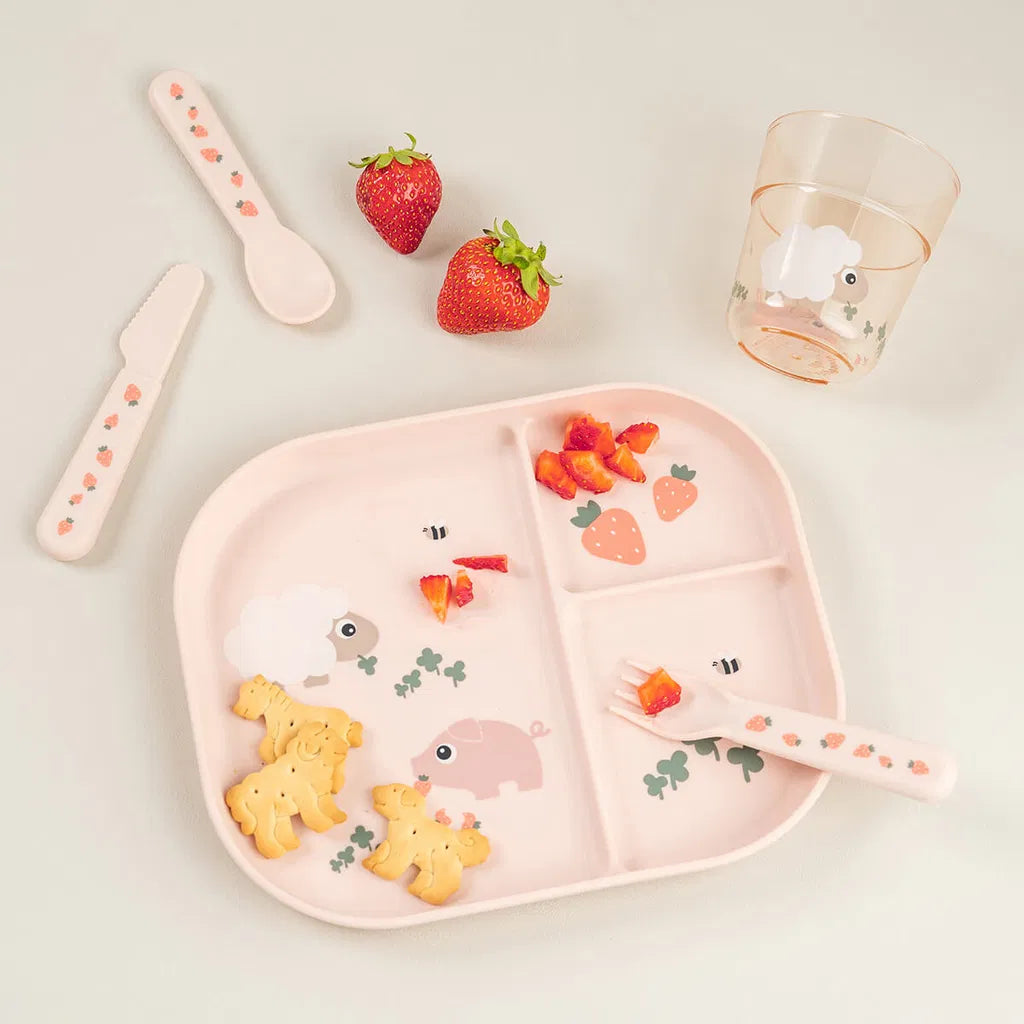 Compartment plate - Foodie compartment plate - Tiny farm - Powder - Done by Deer