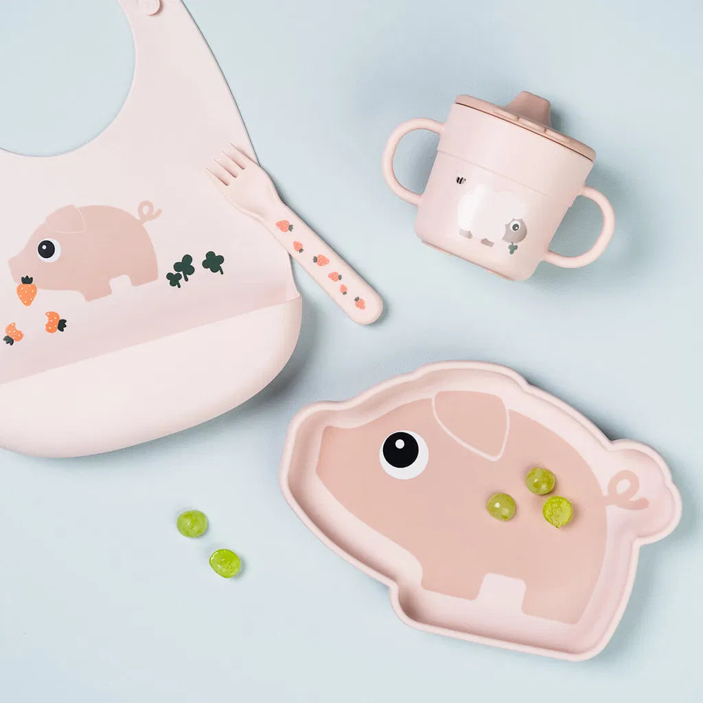 Siliconen Stick&Stay bord - Zuignap bord Pigee - Powder - Done by Deer - productfoto - afbeelding 2