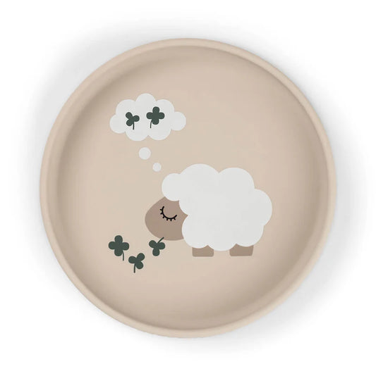 Suction cup plate - Silicone Stick&Stay plate - Tiny farm - Sand - Done by Deer