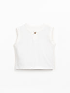 Mouwloos Jersey T-shirt- Wit - Biologisch katoen en gerecycled katoen - Play Up - voorkant