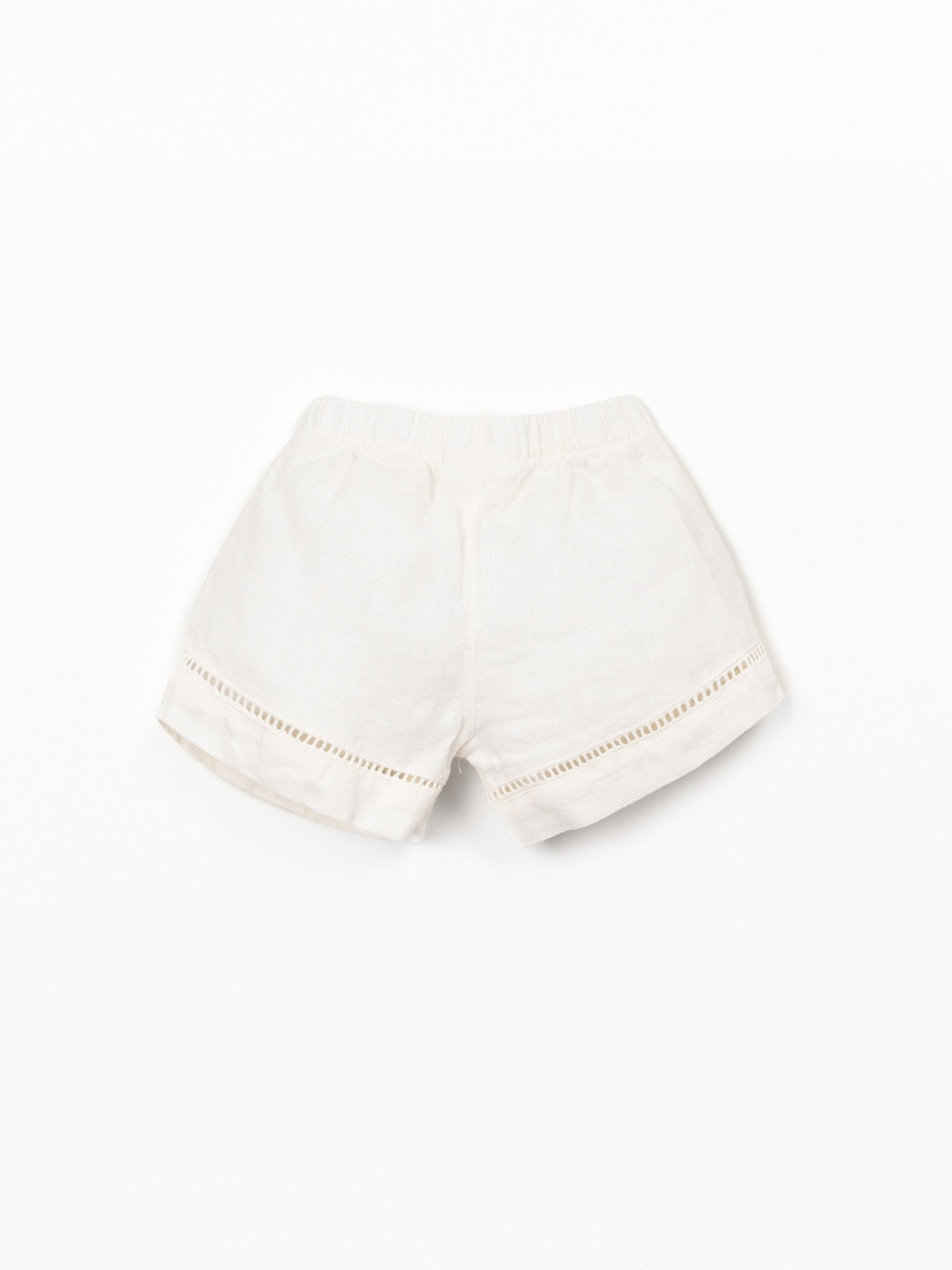 Linen shorts with elasticated waist - Ecru - 100% linen - Play Up