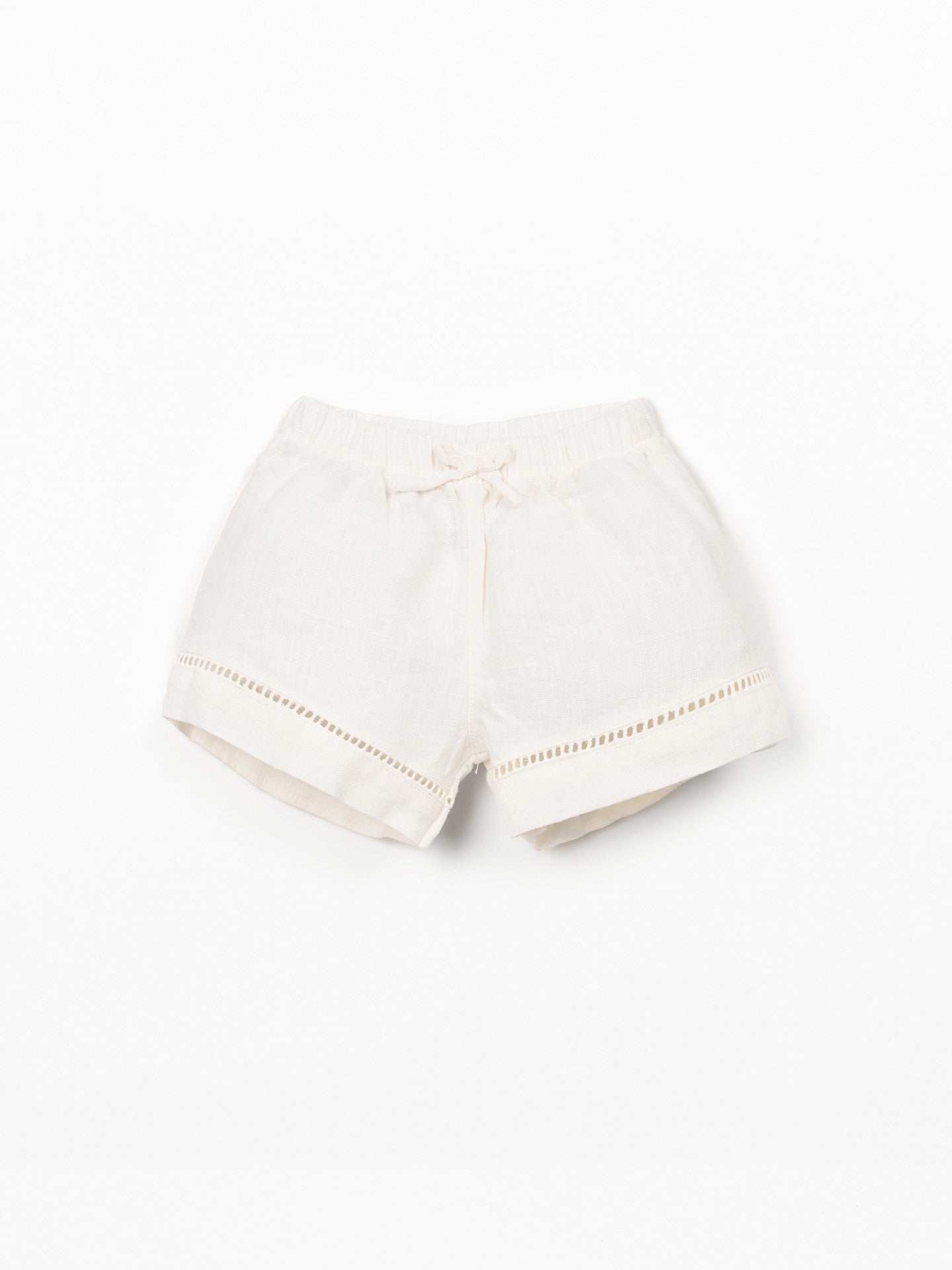 Linnen short met elastische taille - Ecru - 100% linnen - Play Up - productfoto