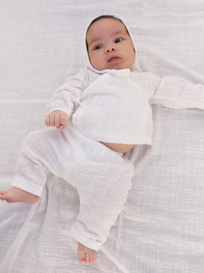 Wrap blouse muslin - White - 100% organic cotton - Play Up