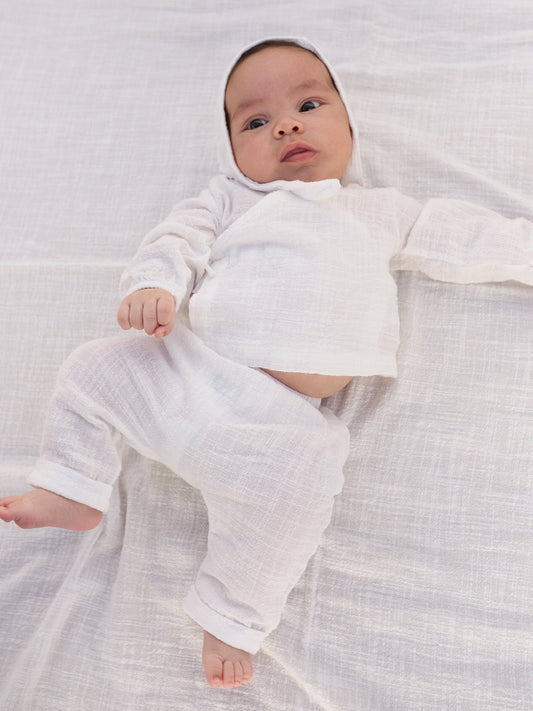 Wrap blouse muslin - White - 100% organic cotton - Play Up