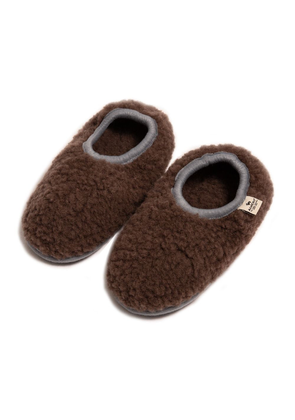 Wollene Kinderhausschuhe - Cloudlet Junior Choco Martini – 100% Wolle – Alwero x Salty Stitch