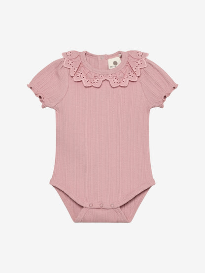 Pointelle romper with collar - Short sleeve - Cotton - Body LS Pointelle - En Fant