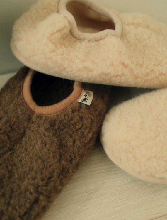 Cloudlet Sloffen – Wollen damespantoffels – Beige – 100% wol met ecozool – Alwero