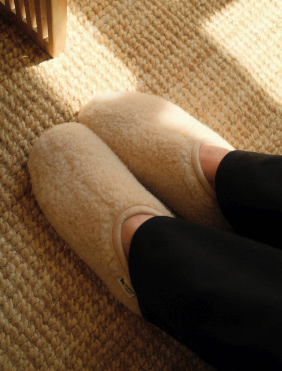 Cloudlet Sloffen – Wollen damespantoffels – Beige – 100% wol met ecozool – Alwero