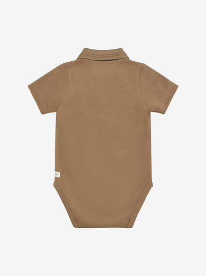 Short Sleeve Polo Romper - Organic Cotton - Tiger's Eye - En Fant
