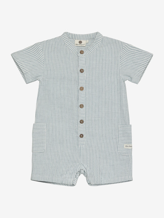 Playsuit Muslin Stripe - Short Sleeve Jumpsuit - Organic Cotton Muslin - En Fant