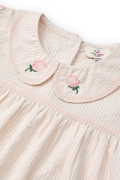 Seersucker Collared Blouse - Dusty Rose with Cream Stripe - Organic Cotton - Copenhagen Colors