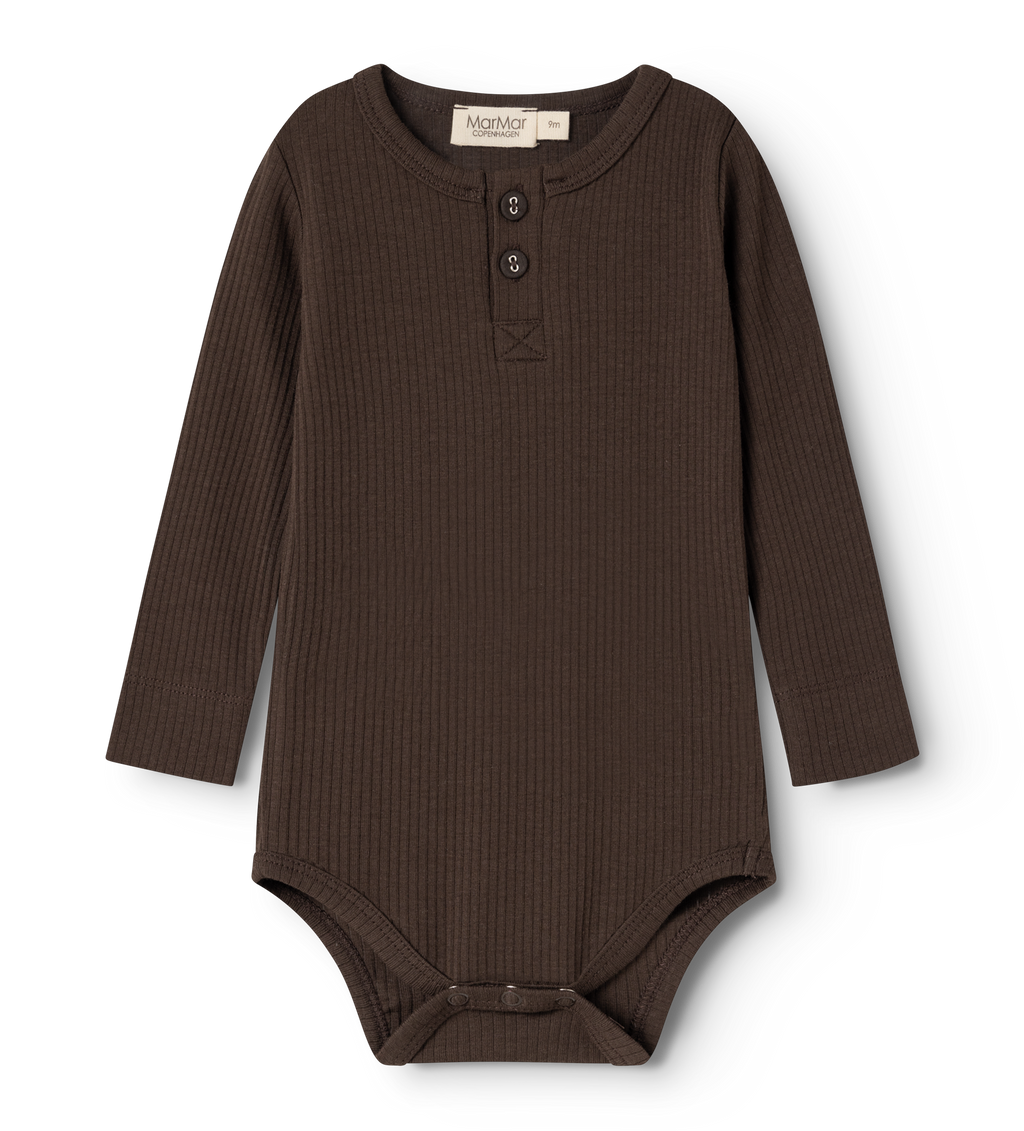Romper met lange mouwen en knoopjes - Biologisch katoen & modal - Dark Roast - MarMar Copenhagen - productfoto - afbeelding 3