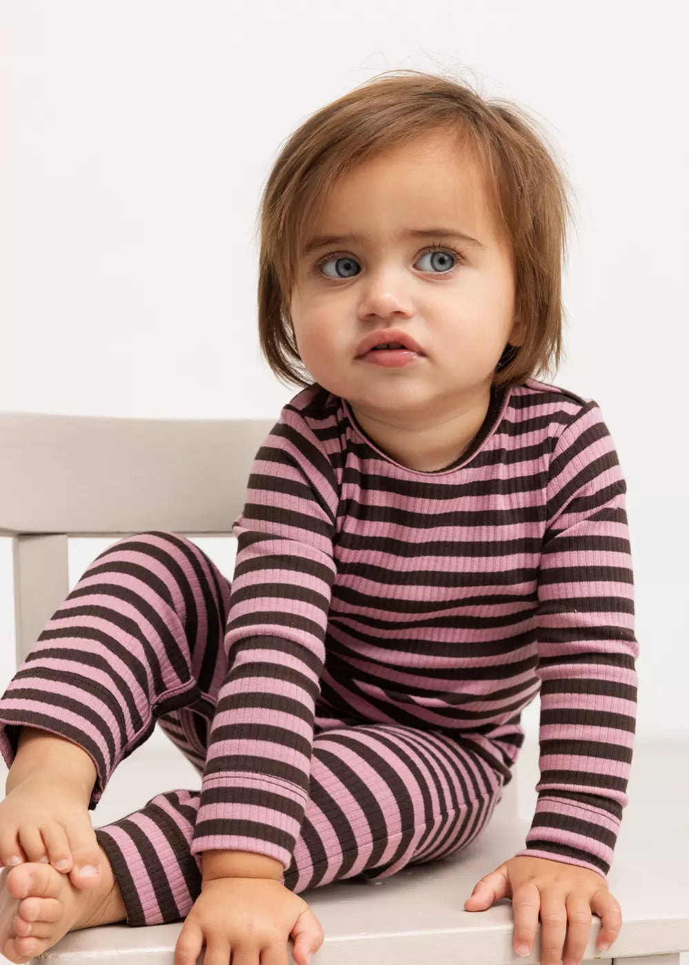 Leg Heather Stripe - Gestreepte babylegging – Biologisch katoen & modal – MarMar Copenhagen