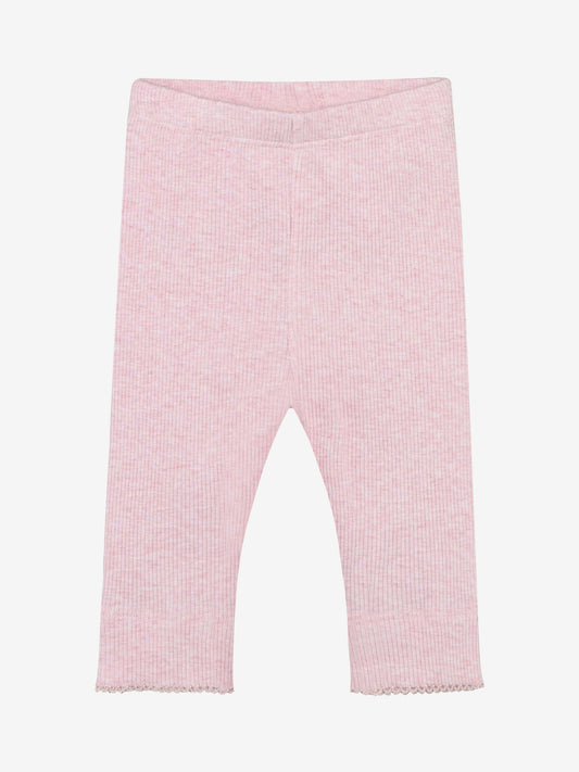 Leggings - Modal/Cotton - Pink/Bleached Mauve Melange - Fixoni