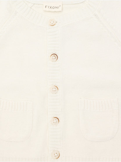 Knitted Baby Cardigan - Organic Cotton - Knit Cardigan - Antique White - GOTS - Fixoni