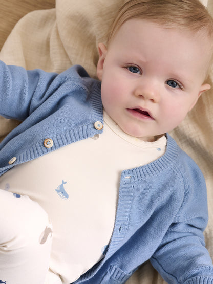 Fixoni Knitted Baby Cardigan - Organic Cotton - Knit Cardigan - Mountain Spring - GOTS - Fixoni