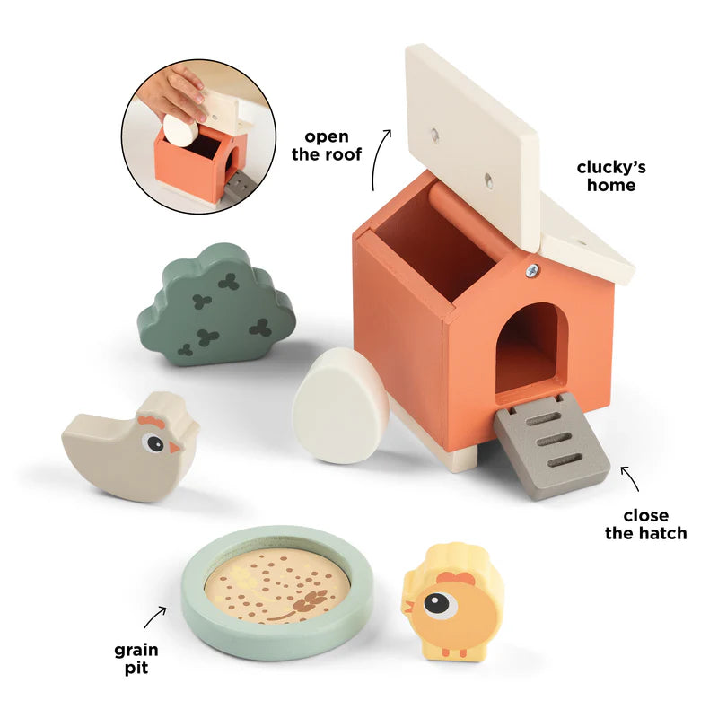 Wooden farm set - Tiny farm play set - Clucky - Colour mix - Done by Deer