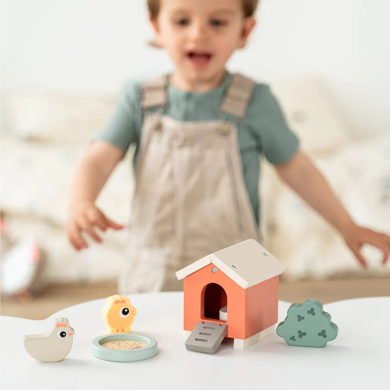 Wooden farm set - Tiny farm play set - Clucky - Colour mix - Done by Deer