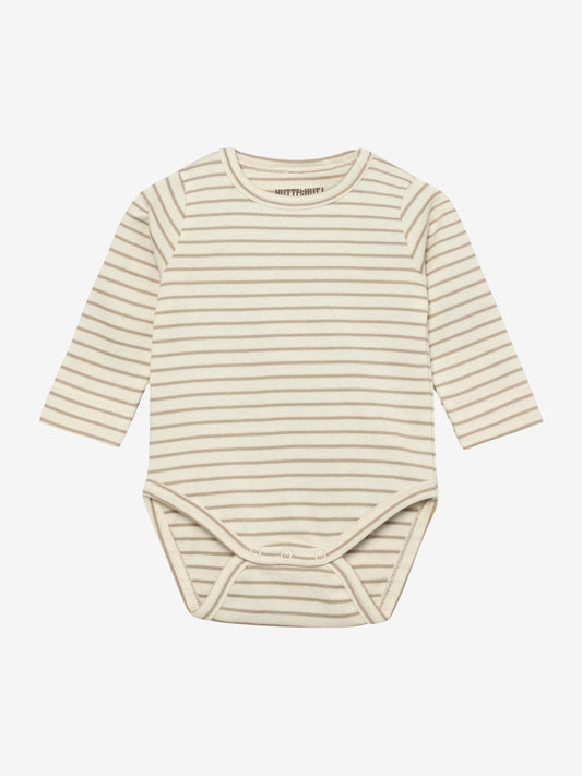 Long-sleeved romper - Organic cotton - Body LS YD Stripe - White Pepper - Huttelihut
