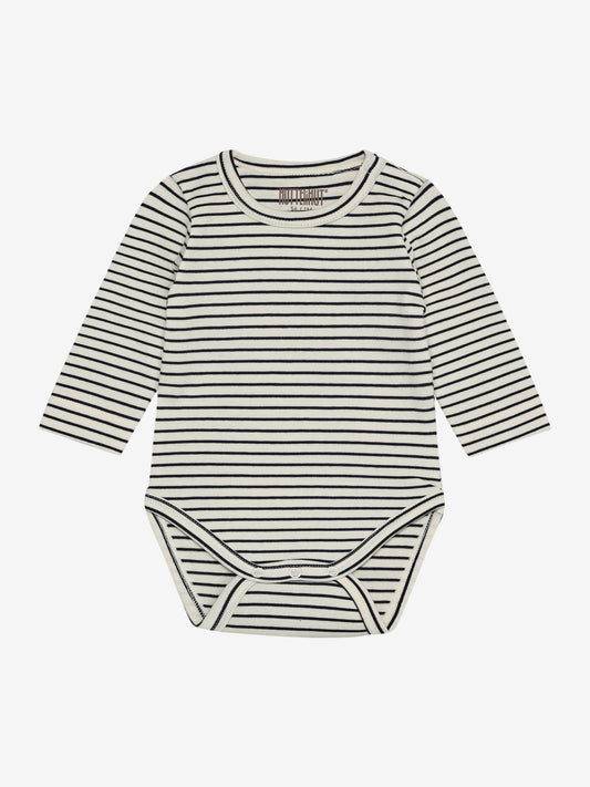 Long-sleeved romper - Organic cotton - Body LS YD Stripe - Navy Blazer - Huttelihut