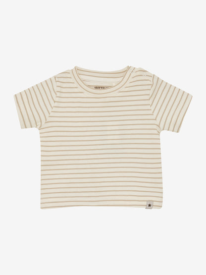Baby T-shirt - Organic Cotton - Striped Beige/White Pepper - Huttelihut