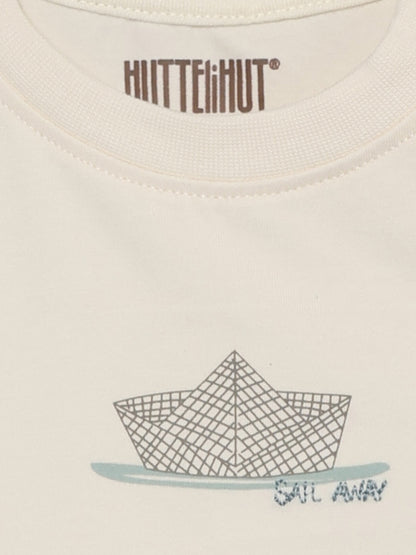 T-shirt short sleeve - Cotton - White/Antique White - Huttelihut