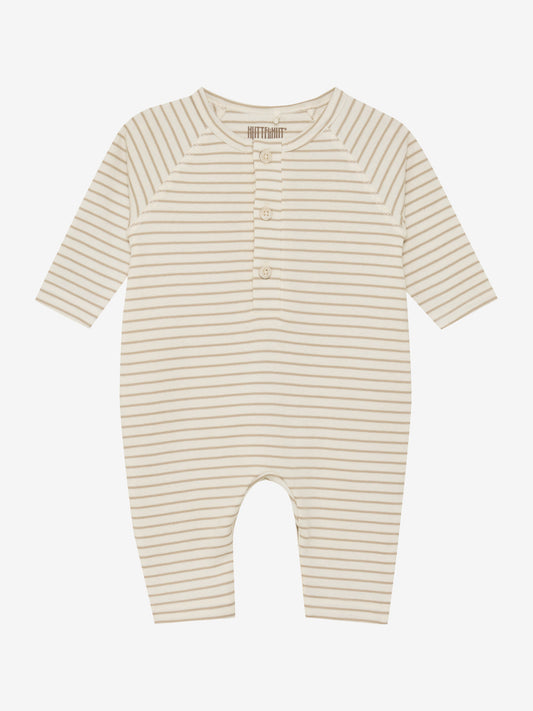 Jumpsuit - Organic Cotton - Romper LS YD Stripe - White Pepper - Huttelihut