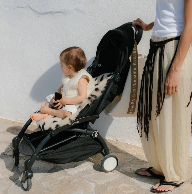 Merino wool stroller liner Snuggler® - Leopard Peanut - BINIBAMBA