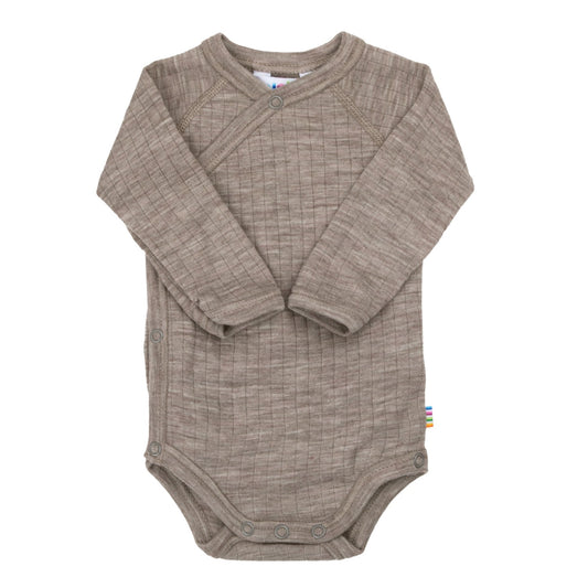 Wrapover romper - Merino wool - Brown/Sesame - Joha