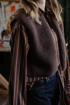 Camino Gilet – Choco Martini Light – Gilet court femme en 100 % laine – Alwero