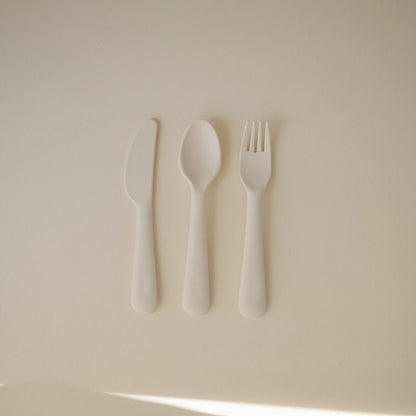 Bestekset baby - Niet-giftig plastic - Ivory - Mushie