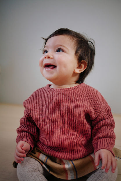 Knitted Sweater Mees - Organic Cotton - Brick Red - Riffle Amsterdam